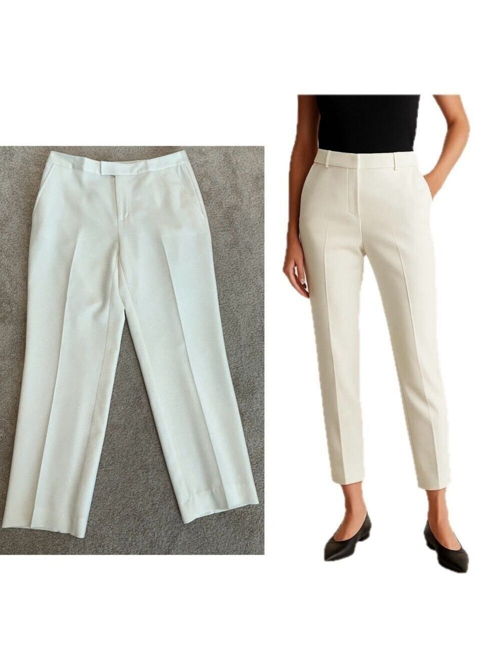 Studio by Liz Claiborne ivory white light cream tailored slim fit ankle pants 8